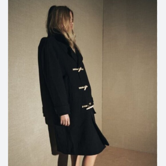 ZARA ZW LIMITED EDITION WOMEN BLACK WOOL TOGGLE COAT SIZE M NWT 349$ - Picture 6 of 12